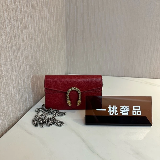 95新 GUCCI/古驰 一桃/古驰 钻扣红色mini酒神