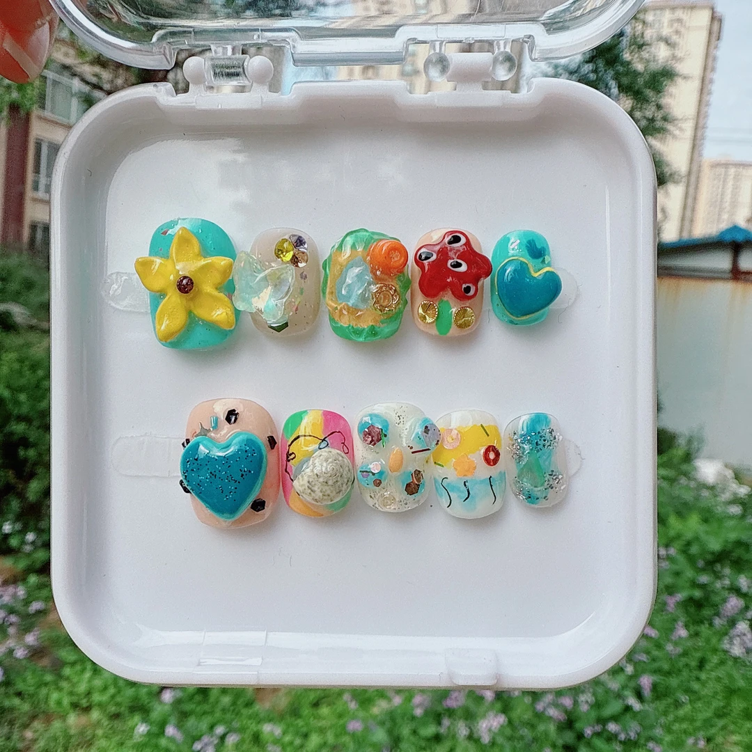 喜番~最猛指甲盖儿彩色可爱夏季手工穿戴甲