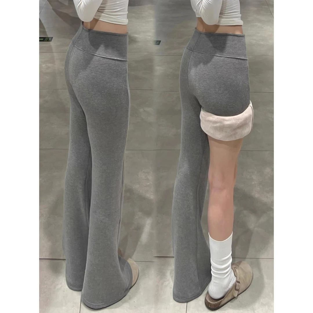美式微喇叭裤女2025秋冬款加绒高腰显示小个子瑜伽低腰显瘦休闲裤