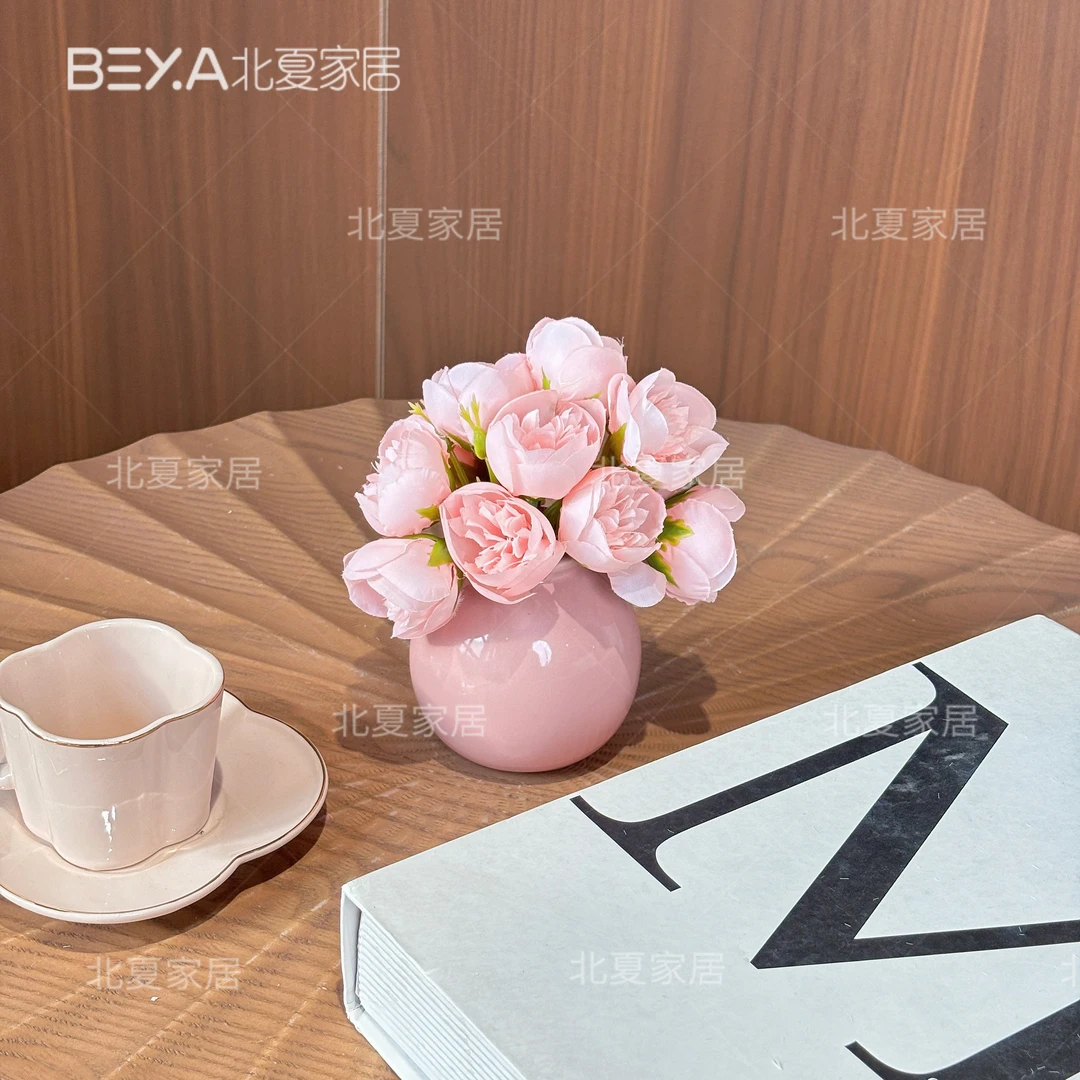 客厅仿真花摆件ins杜鹃花假花客厅茶几仿生花束装饰插花花艺摆件