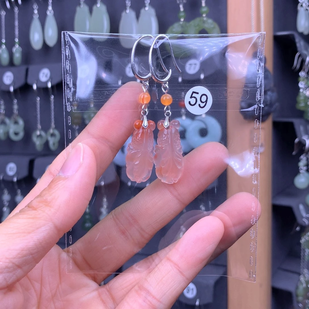 和田玉耳饰银S925镶嵌关**主