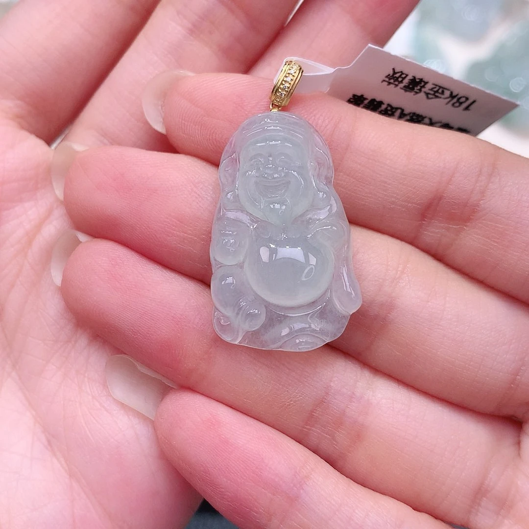 颈饰18K金镶嵌翡翠27.8-17.4-6