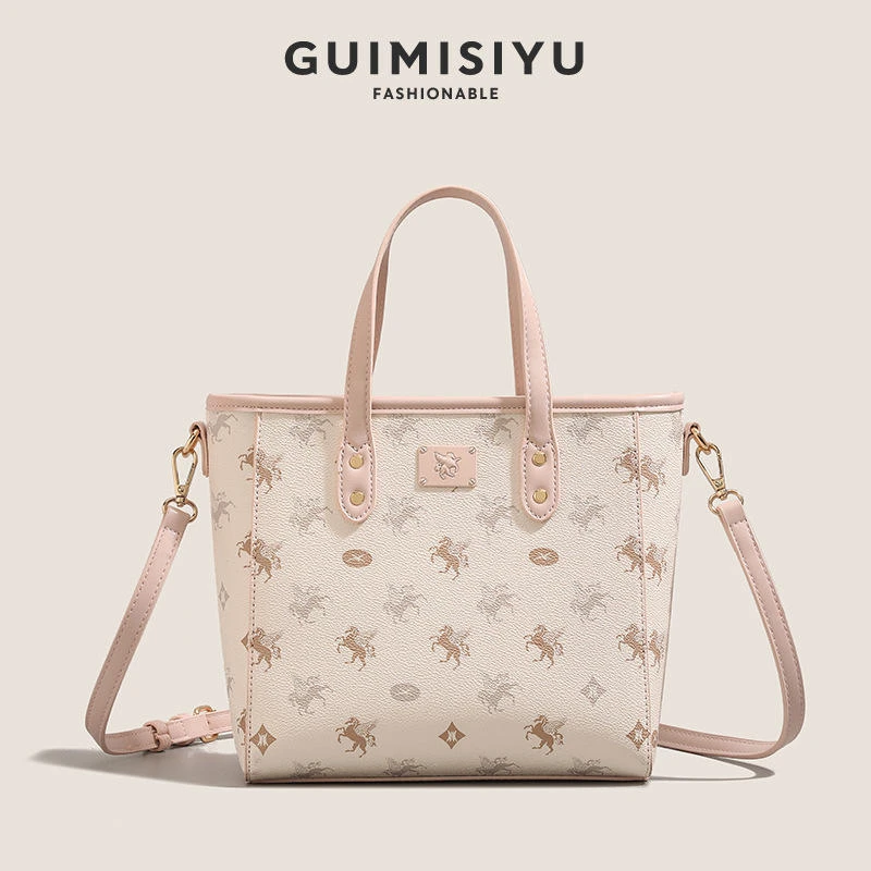 飞马印花托特包女高级感菜篮子包2025新款潮通勤手提包单肩斜挎包