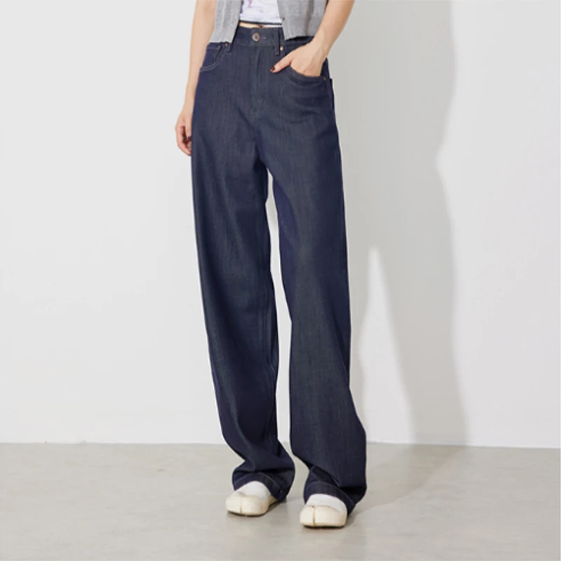 RUGOSAM「直筒裤系列」丨高腰女垂感原色牛仔裤RB0470