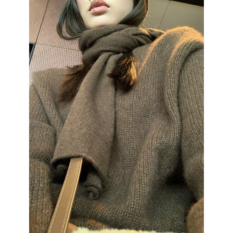 于momo k毛织系列 牦牛绒羊毛套装 松弛围巾/冷帽 QJ244003-A/B