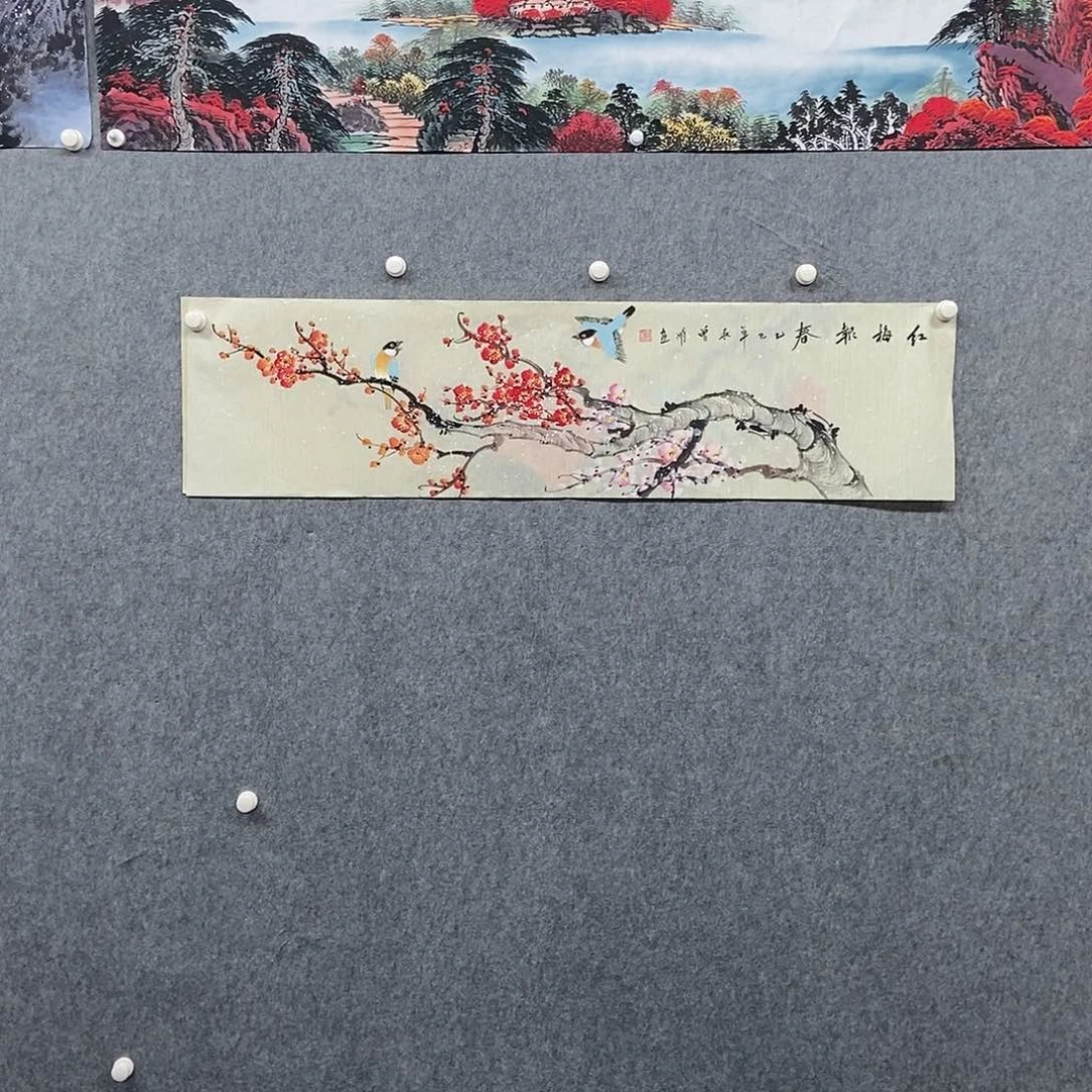 国画四尺对开花鸟一幅