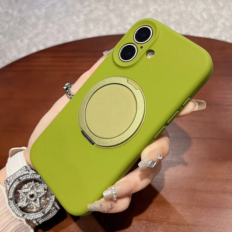 真液态硅胶适用iphone16手机壳磁吸旋转支架苹果15/14pro全包防摔