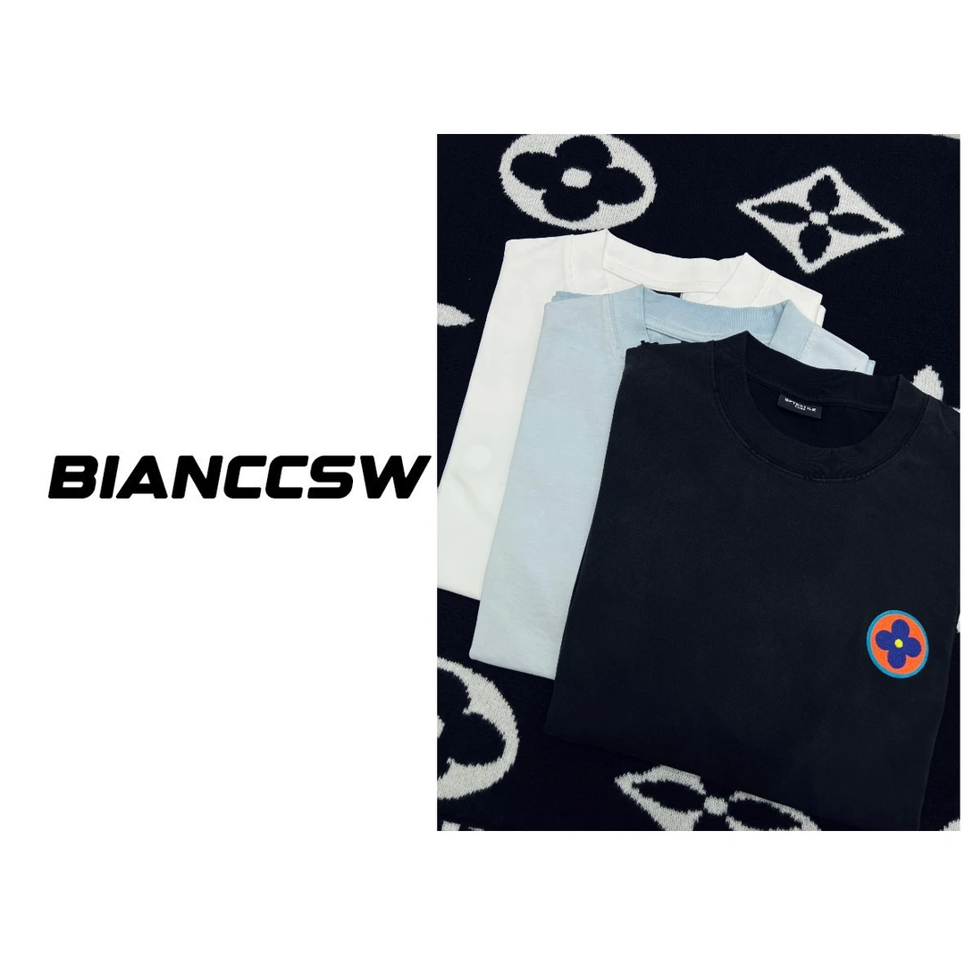 【刺绣四叶】高品高克重质重磅做旧短袖T恤