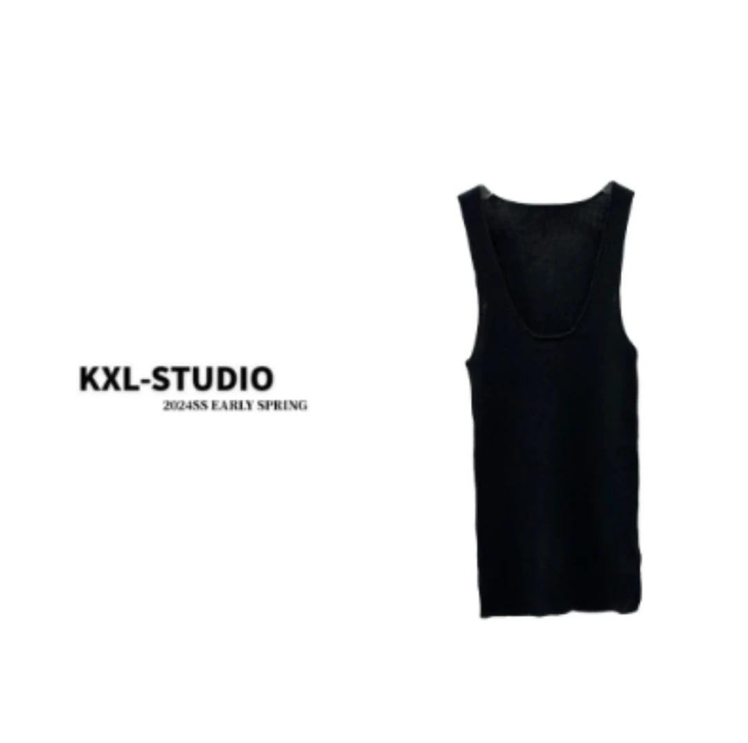 KXL-STUDIO【KELE专属】纸片人真丝针织背心8689