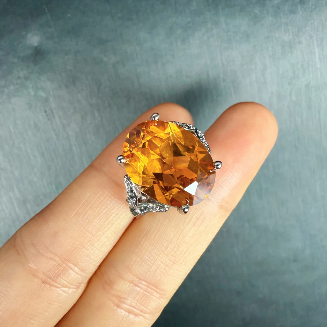 典藏轻奢-黄蓝宝-高精切宝石戒指SF-211