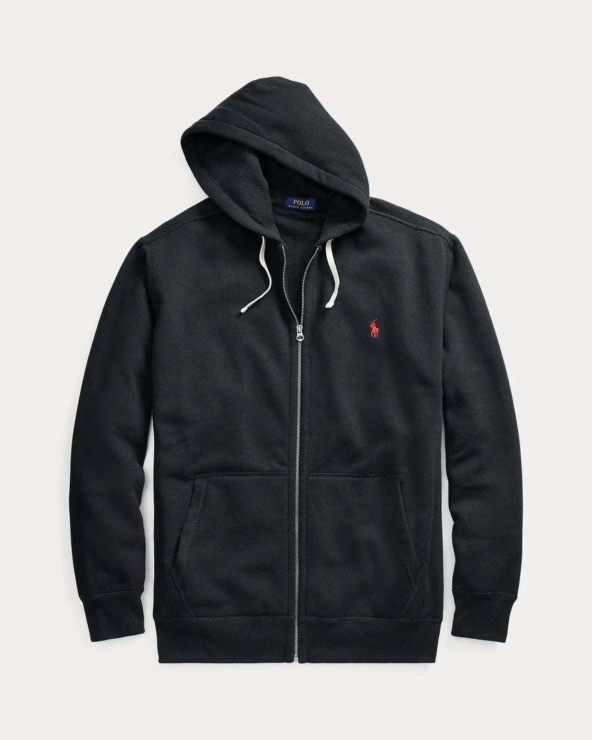 POLO RALPH LAUREN拉夫劳伦 男士内加绒秋冬运动连帽拉链外套黑