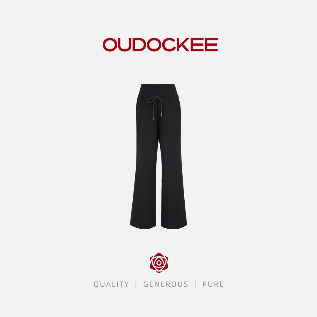 OUDOCKEE 鸥鸥 【牛A裤】 黑色休闲裤微喇直筒裤 K2502F228T