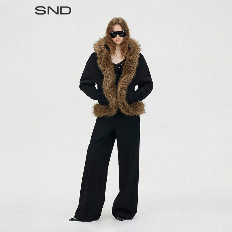 【SAUMPLE STUDY SYMP 设计师品牌】SND AW25 连帽毛领弧摆外套