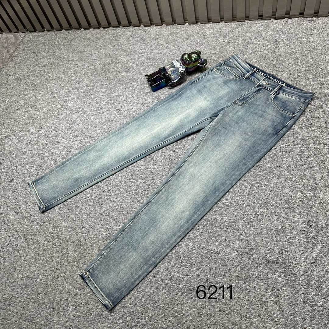 欧品夏季男士牛仔裤休闲修身微弹时尚潮流高端百搭牛仔裤 6211