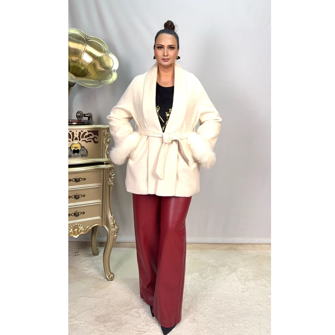 新款毛呢双面短大衣  yang mao yong kalta qapan 休闲加厚秋冬