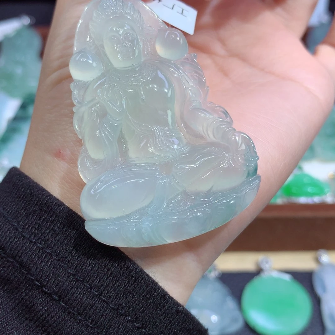 吊坠(不含链)18K金镶嵌翡翠