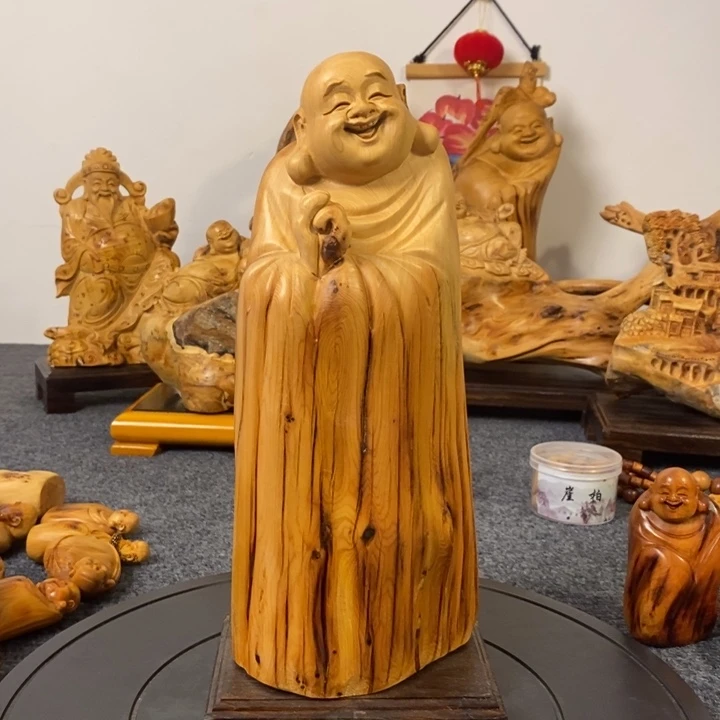 柏木（崖柏）崖柏弥勒佛摆件根雕工艺品