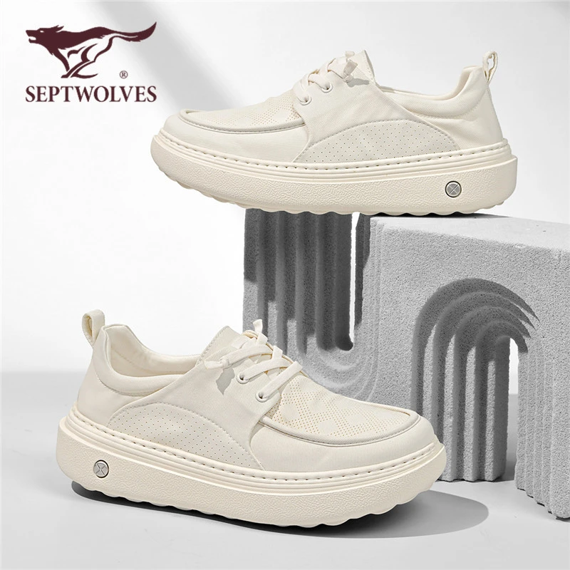 七匹狼男鞋一脚蹬透气工装鞋秋季新款软底勃肯鞋休闲布鞋轻便9812