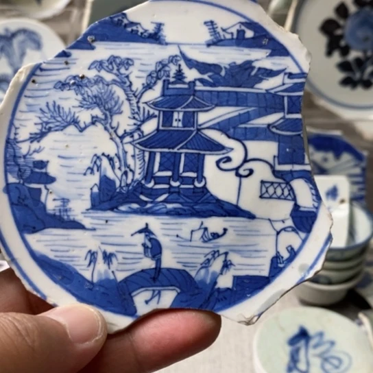 瓷片现代瓷器青花瓷片