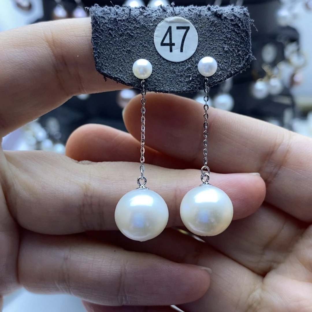 银S925镶嵌淡水珍珠耳饰
