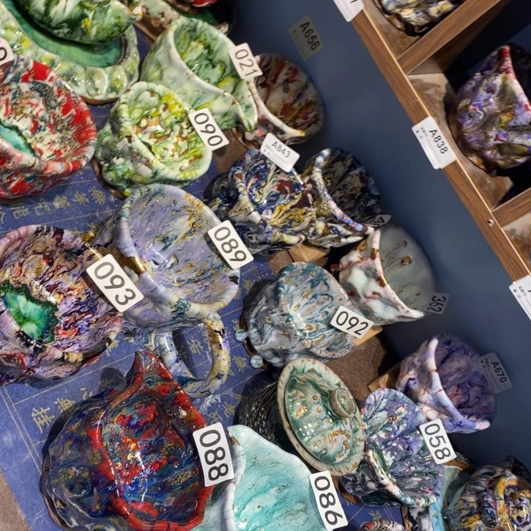 瓷片静沐焰志野主人杯七彩岩矿志野烧