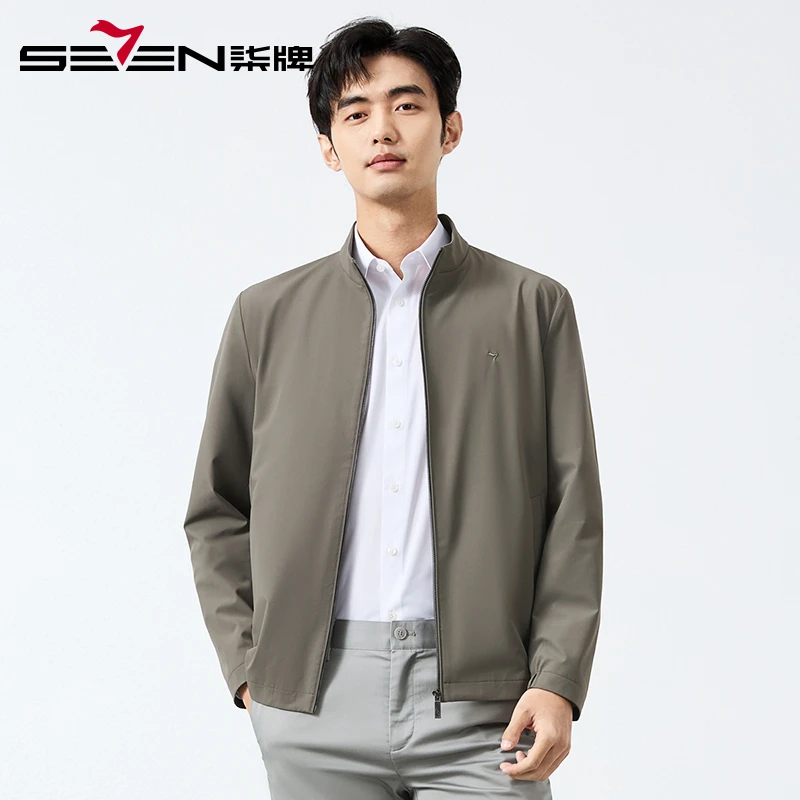 【暗提花肌理】柒牌男装立领夹克2025春季新款男士商务休闲百搭外套