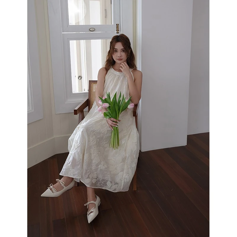 连衣裙孕妇夏新中式国风刺绣花宽松大码中长款度假裙