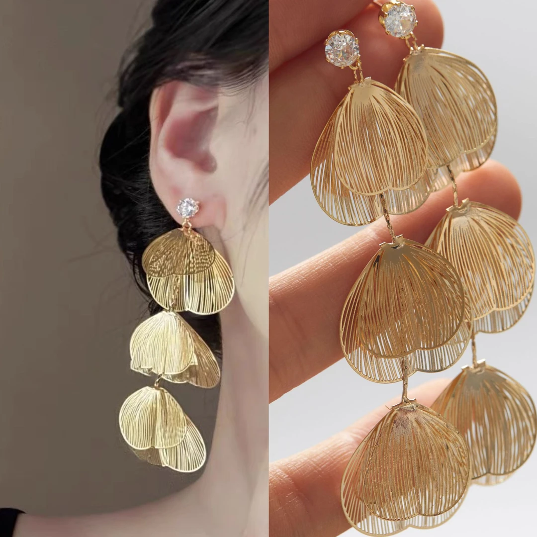 无耳洞「银杏叶」法式复古气质耳针长款流苏叶子无痛蚊香盘耳夹