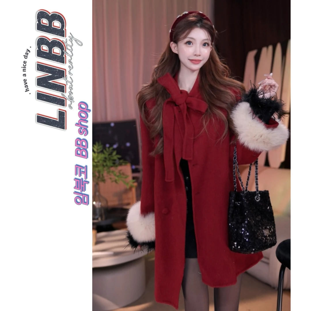 林北鼻-【嬛嬛双面】高端线！韩代原单绵羊毛➕狐狸毛袖双面羊毛大衣