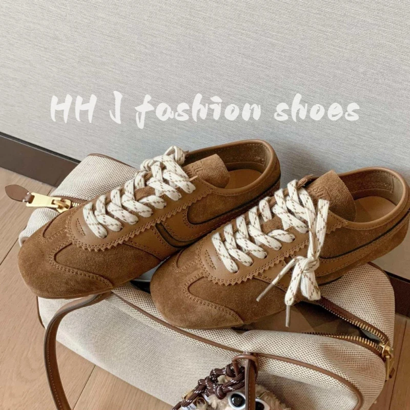 2025新款真皮阿甘鞋休闲百搭运动鞋复古系带小众低帮内增高德训鞋