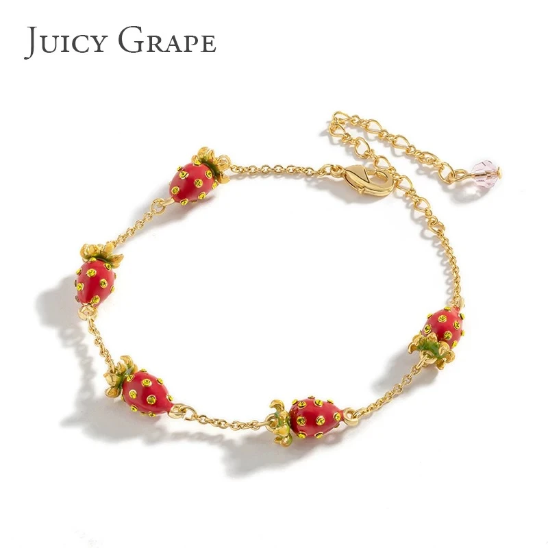 铜合金珐琅手链 欧若风[直播间专拍 下播下架]珐琅草莓手链