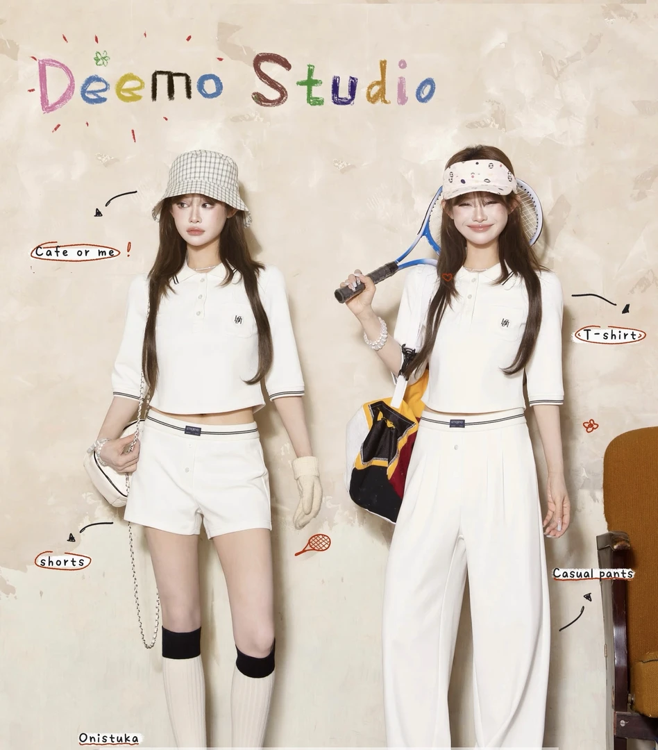 文仔夏日必备美式户外轻松感针织套装/长裤