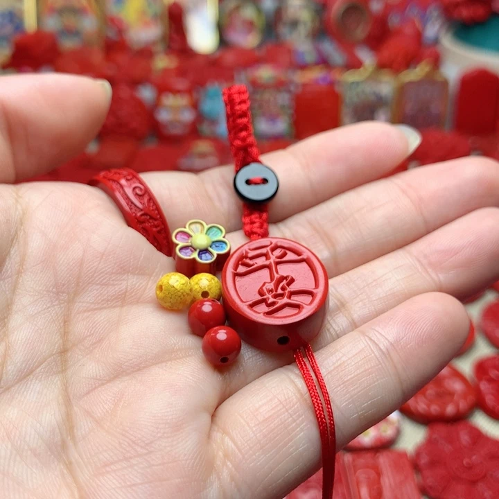 天然辰砂工艺品朱砂钥匙扣
