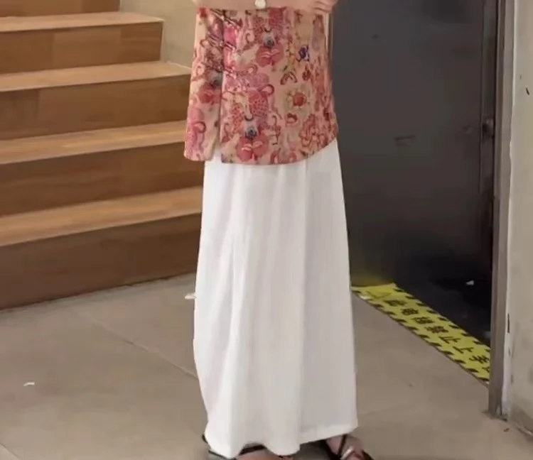 韩系高腰木耳边裤腿休闲裤女夏季2025新款甜美减龄直筒九分裤