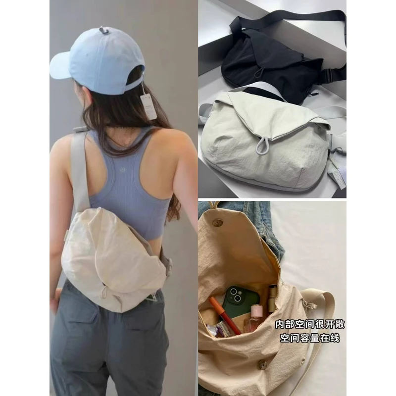 欧美风中性男女户外运动休闲磁吸扣记忆面料健身腰包单肩包手提包