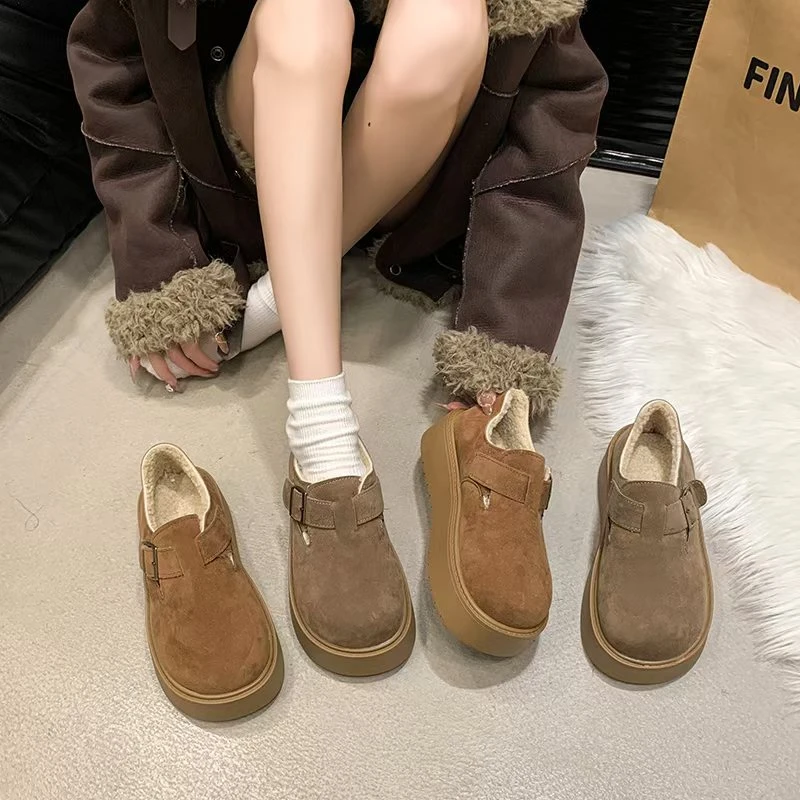 901新款厚底边扣舒适百搭圆头加棉休闲勃肯鞋