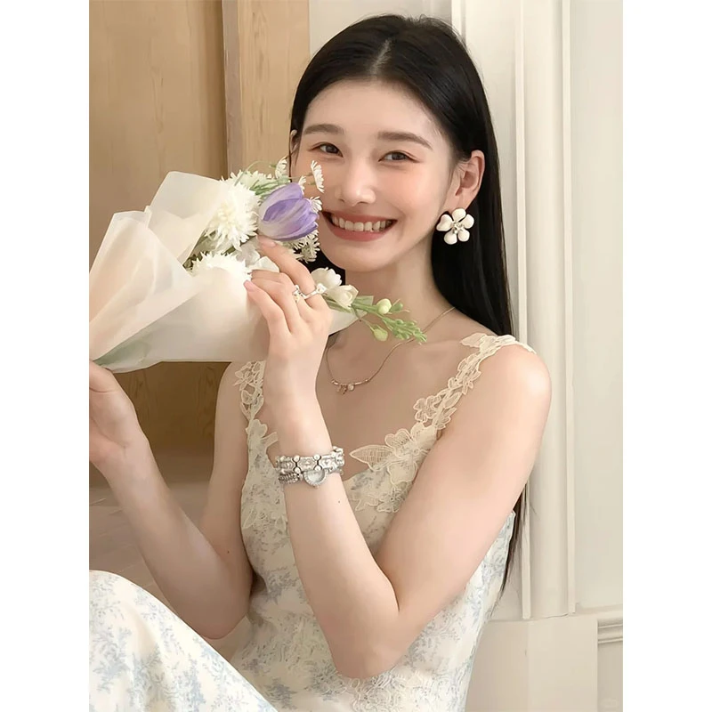 法式浪漫吊带连衣裙女质感高级吊带裙2026新款中长款气质印花裙子