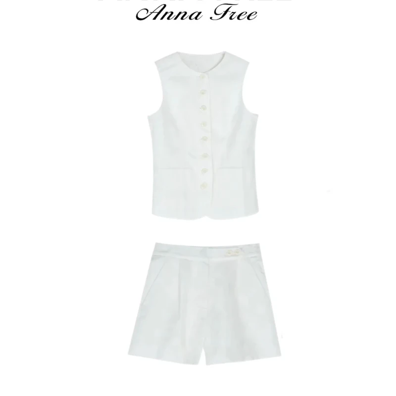 莱赛尔天丝亚麻气质套装百搭无袖上衣+短裤两件套