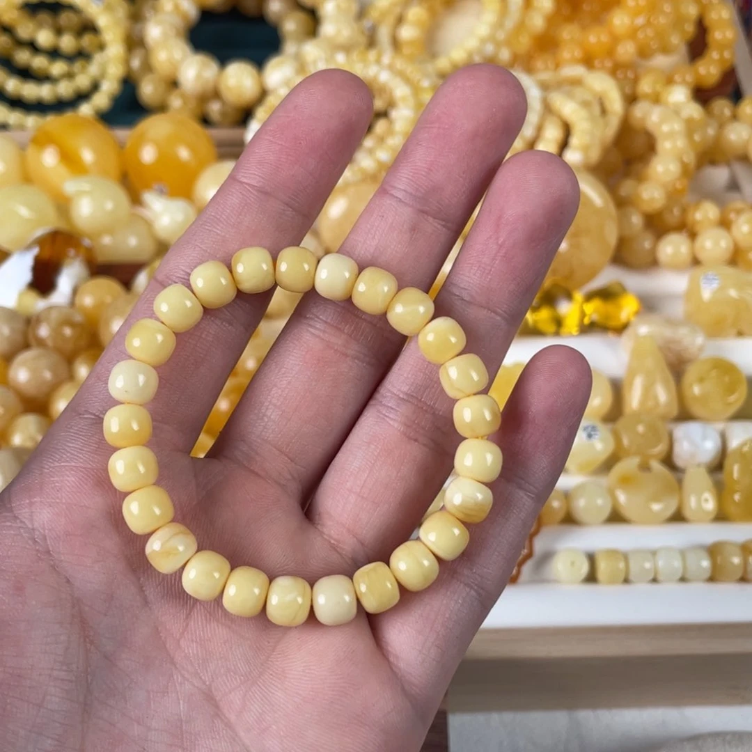 蜜蜡裸石未镶嵌单圈7+