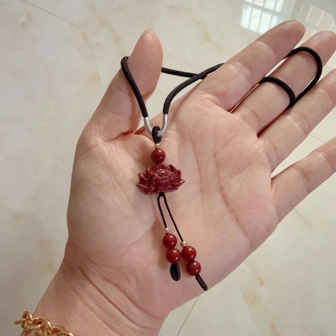 含辰砂工艺品朱砂莲花吊坠女孩女生 宝宝吊坠挂件饰品