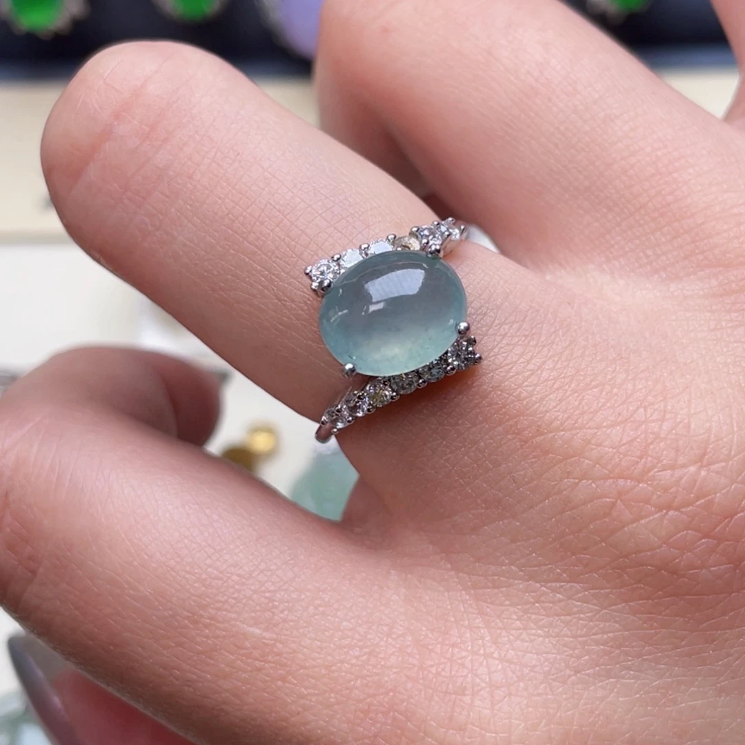 翡翠戒指银S925镶嵌戒指