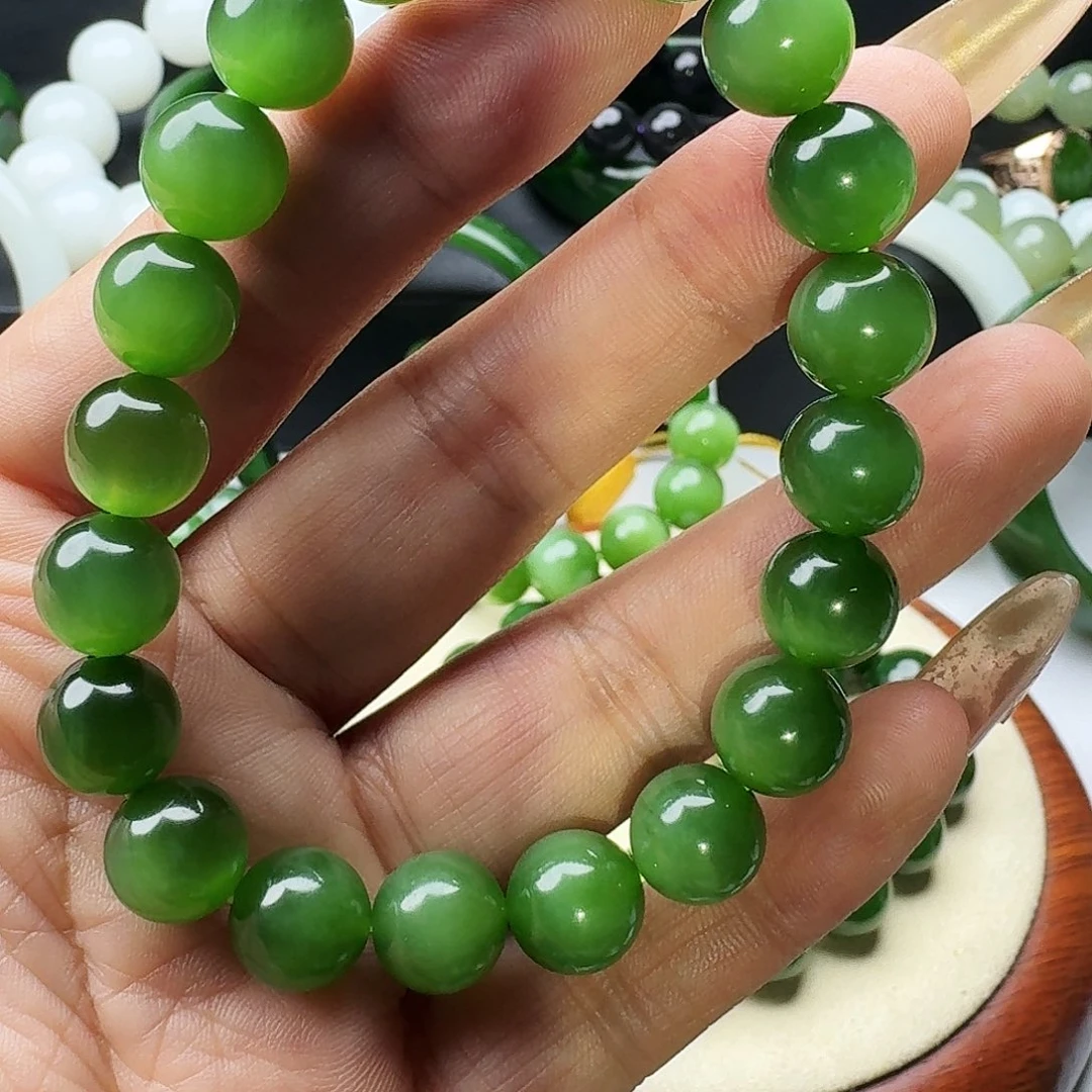 【闪购商品】手链未镶嵌和田玉（碧玉）执*卡10阳绿猫眼