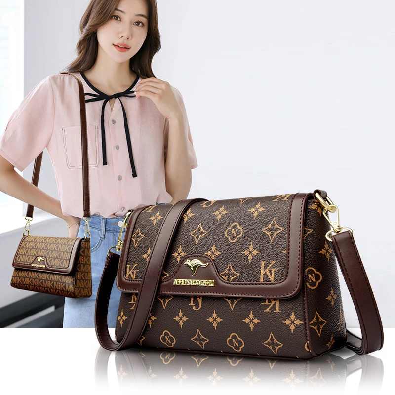 2025新款时尚女包软皮多隔层潮流妈妈包斜挎包百搭气质女士单肩包