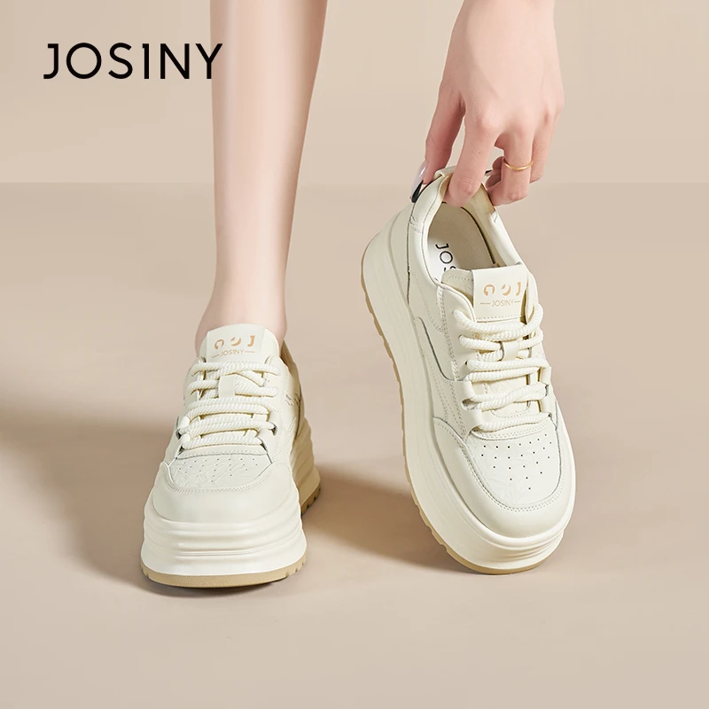 卓诗尼女鞋休闲板鞋2025春季新增高系带小白鞋线下专柜商场同款鞋