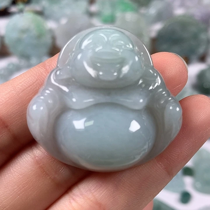 翡翠未镶嵌颈饰笑佛卡厚12+