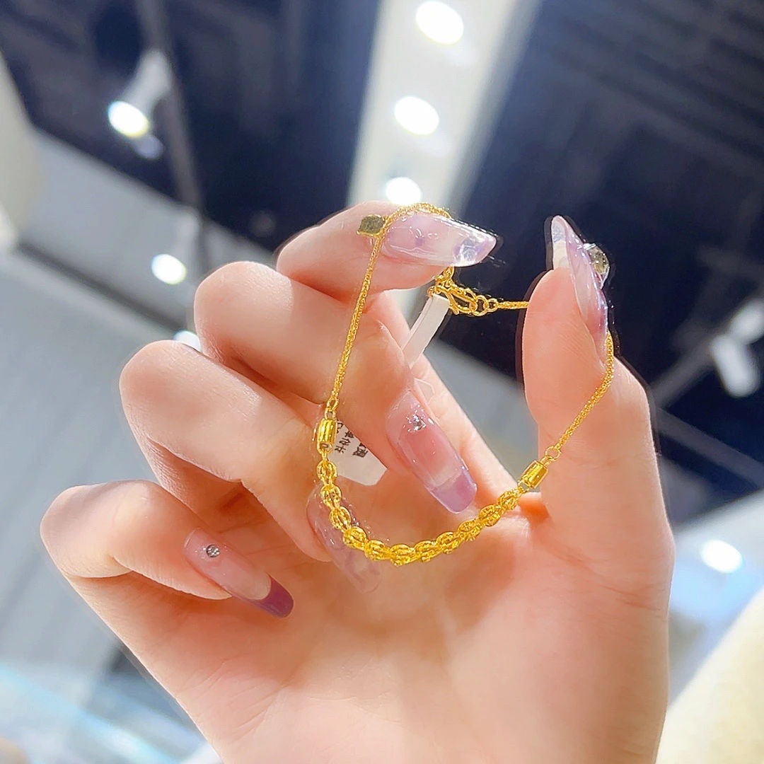 精品5G足金999休闲百搭款肖邦麦穗手链00769