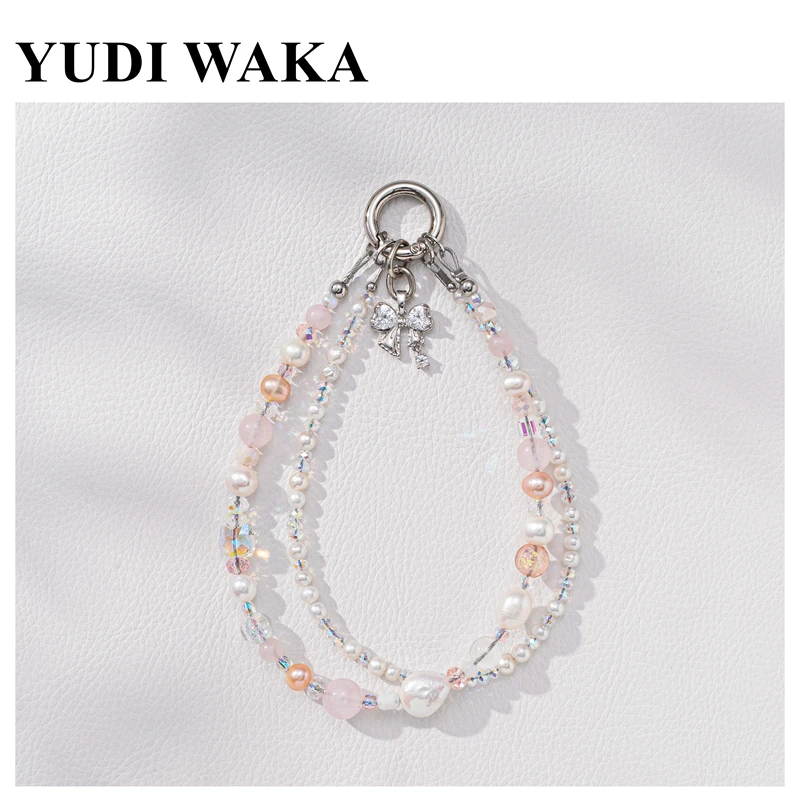 【温柔时光】天然淡水珍珠手机挂绳巴洛克小米珠双链串珠个性手腕链