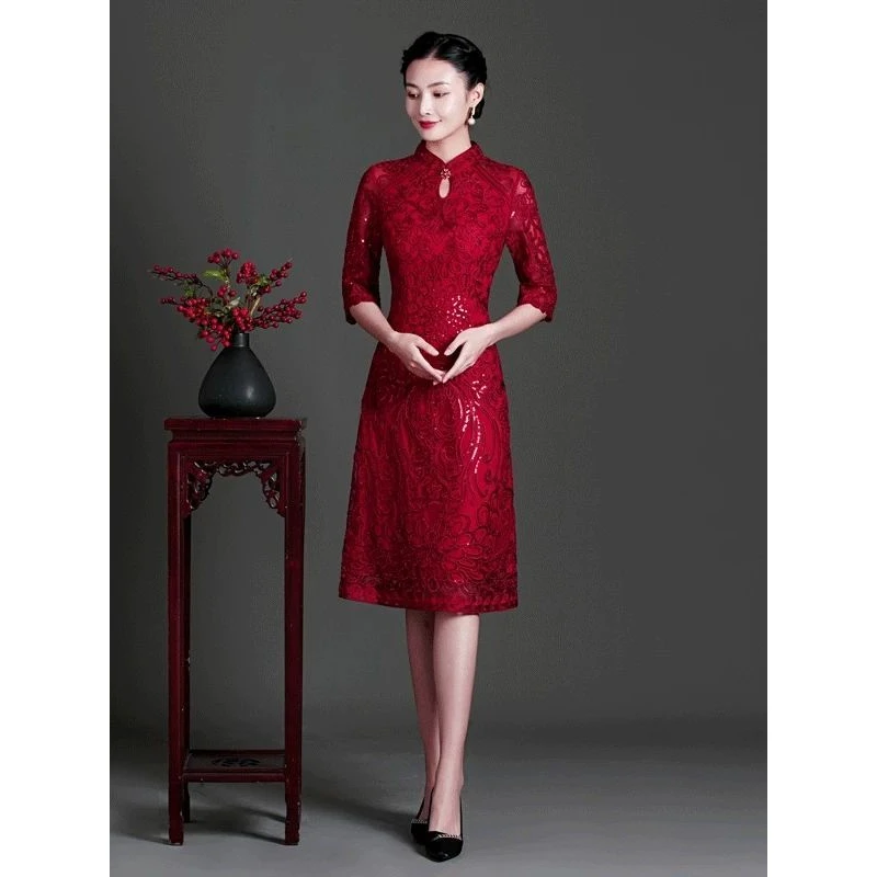 2025春季新款妈妈礼服 优雅端庄复古婚宴婚庆喜婆婆礼服