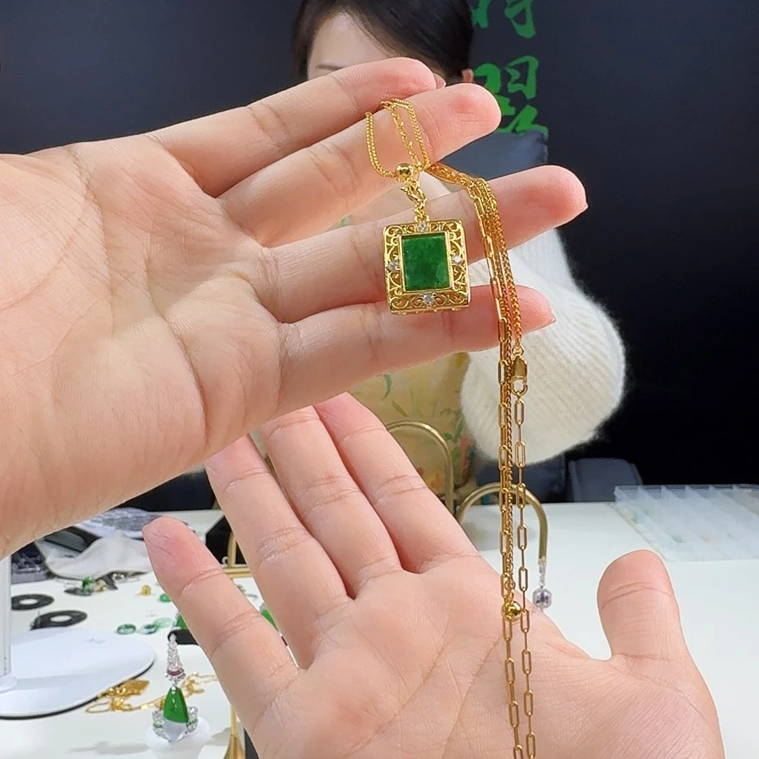 翡翠颈饰银S925镶嵌925镶嵌