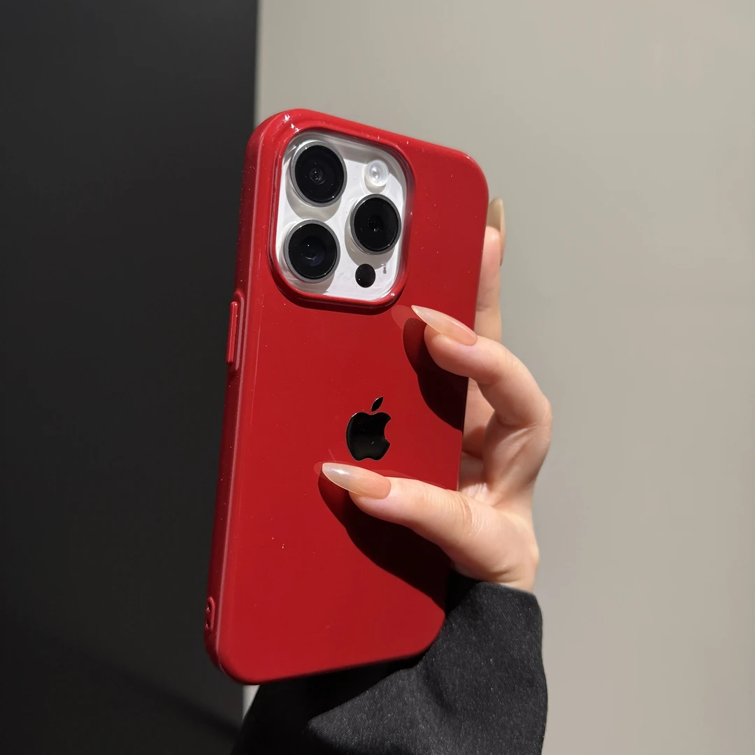 纯色高级闪粉适用苹果16promax手机壳简约iPhone15小众14大孔13女